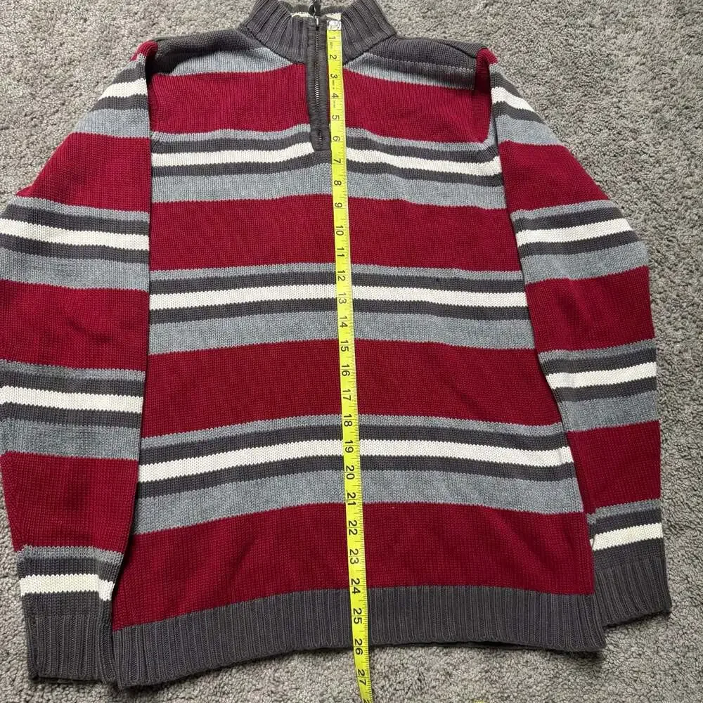 The Children's Place Boys Striped Quarter-Zip Sweater Red Gray White Size XL 14